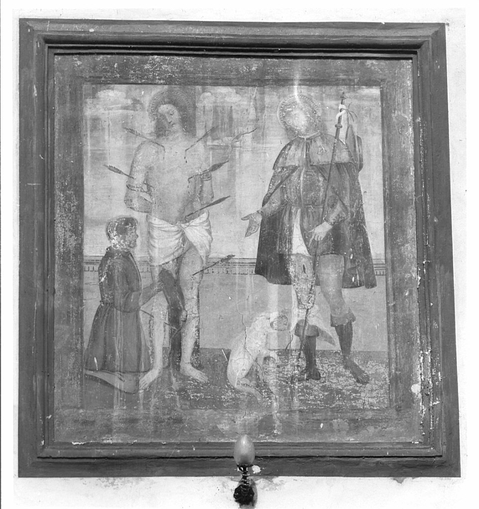 San Rocco/ San Sebastiano/ devoto (dipinto, opera isolata) di De Donati Bernardino (prima metà sec. XVI)