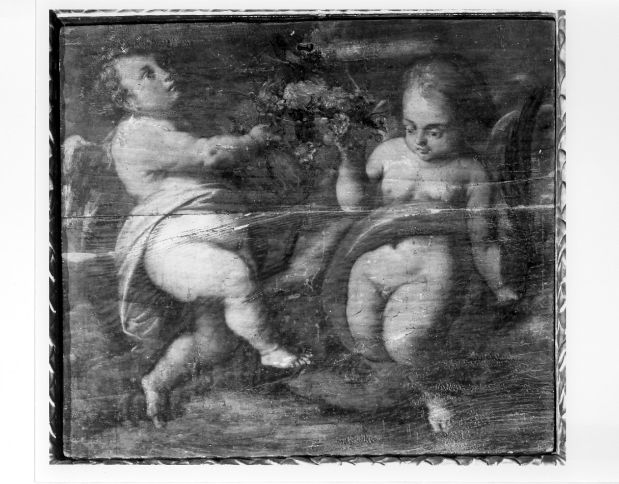 angeli con ghirlande di fiori (dipinto, opera isolata) - ambito lombardo (sec. XVII)