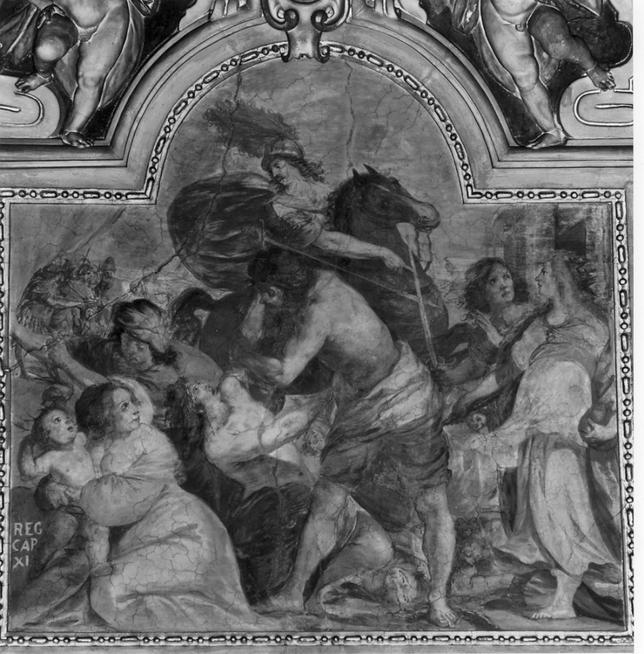 Atalia ordina lo sterminio della stirpe regale (dipinto, opera isolata) - ambito lombardo (sec. XVII)