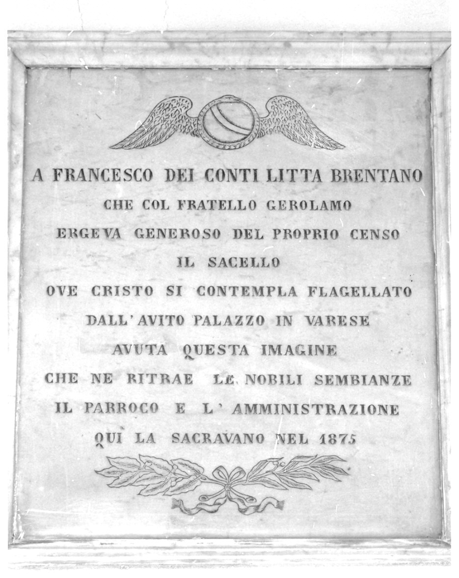 lapide commemorativa, opera isolata - bottega lombarda (sec. XIX)