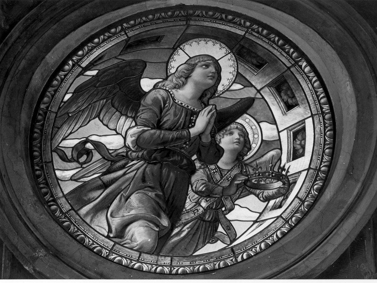 angeli in preghiera (vetrata, coppia) di Pogliaghi Lodovico (secc. XIX/ XX)