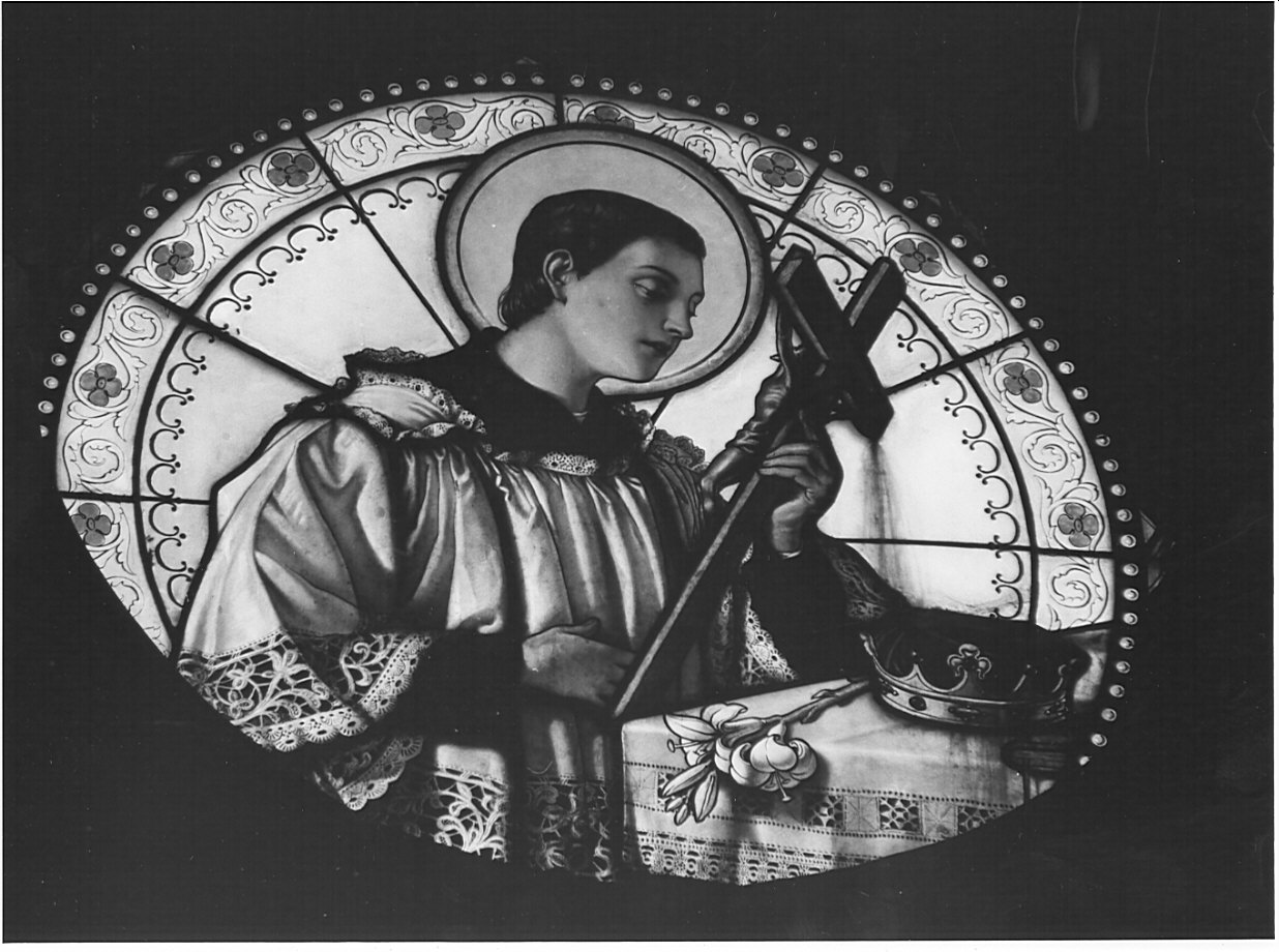 San Luigi Gonzaga (vetrata, opera isolata) - bottega lombarda (secc. XIX/ XX)