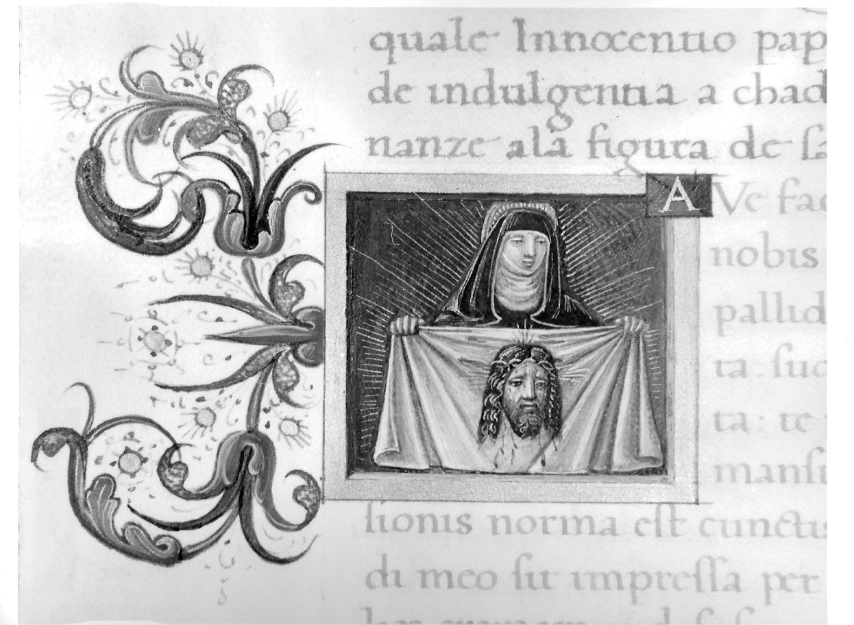 Santa Veronica sostiene il velo (miniatura, elemento d'insieme) - ambito lombardo (sec. XVI)