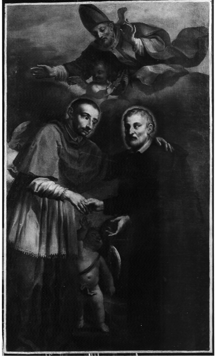 San Carlo Borromeo, San Gaetano (?) e Sant'Ambrogio, Santi (dipinto, opera isolata) - ambito lombardo (fine sec. XVII)