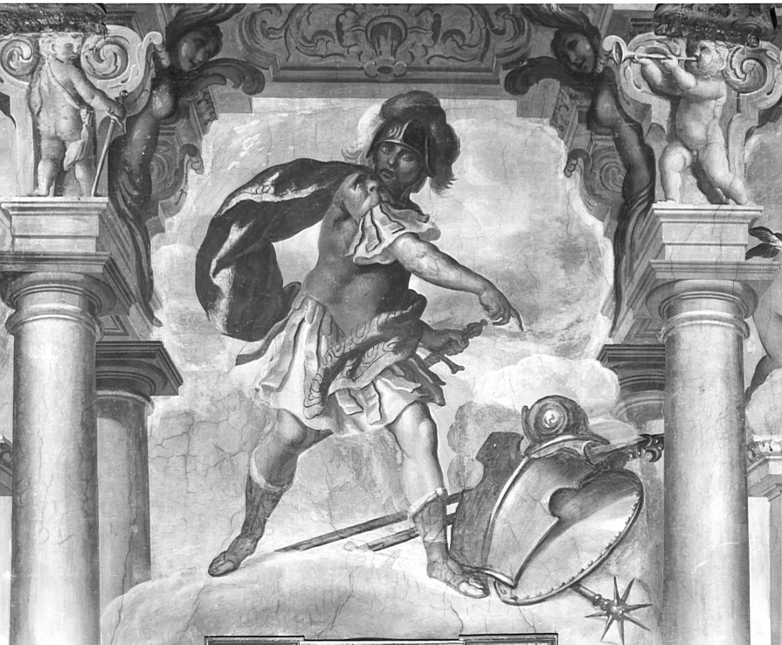 allegoria della guerra (decorazione pittorica, elemento d'insieme) di Bianchi Federico, Battista Giovanni, Grandi Gerolamo (secc. XVII/ XVIII)