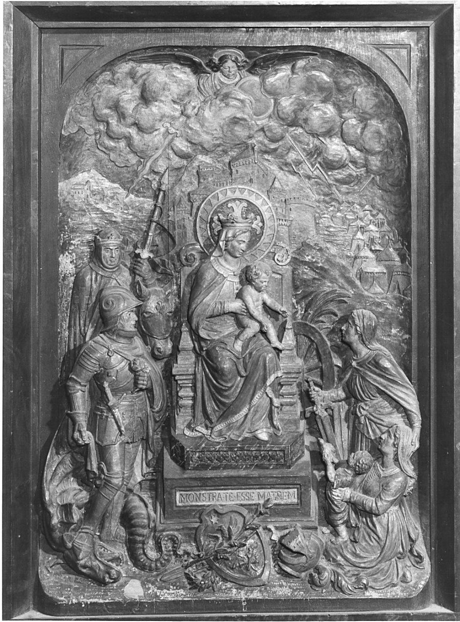 Madonna in trono con Bambino e Santi (rilievo, opera isolata) - bottega milanese (sec. XVIII)