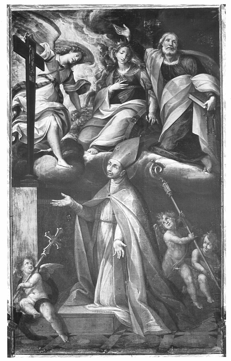 San Carlo Borromeo in adorazione della croce (dipinto, opera isolata) di Della Rovere Giovanni Mauro detto Fiammenghino (attribuito) (sec. XVII)