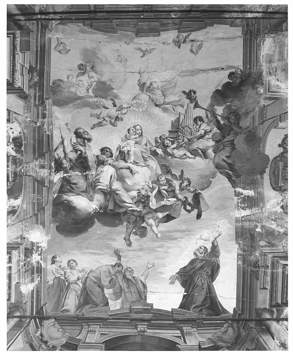 scene sacre/ quadratura architettonica (dipinto, ciclo) di Magatti Pietro Antonio (attribuito), Baroffio Giuseppe (attribuito) (sec. XVIII)