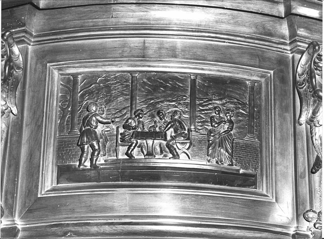 cena in Emmaus (rilievo, elemento d'insieme) di Maciachini Carlo (attribuito), Bossi Angelo (attribuito) (sec. XIX)