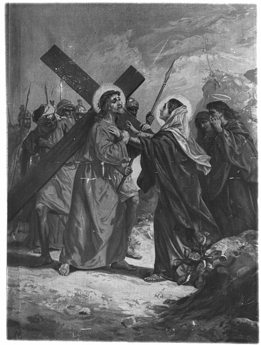 stazione IV: Gesù incontra la Madonna (Via Crucis, elemento d'insieme) di Morgari Luigi (attribuito) (sec. XIX)