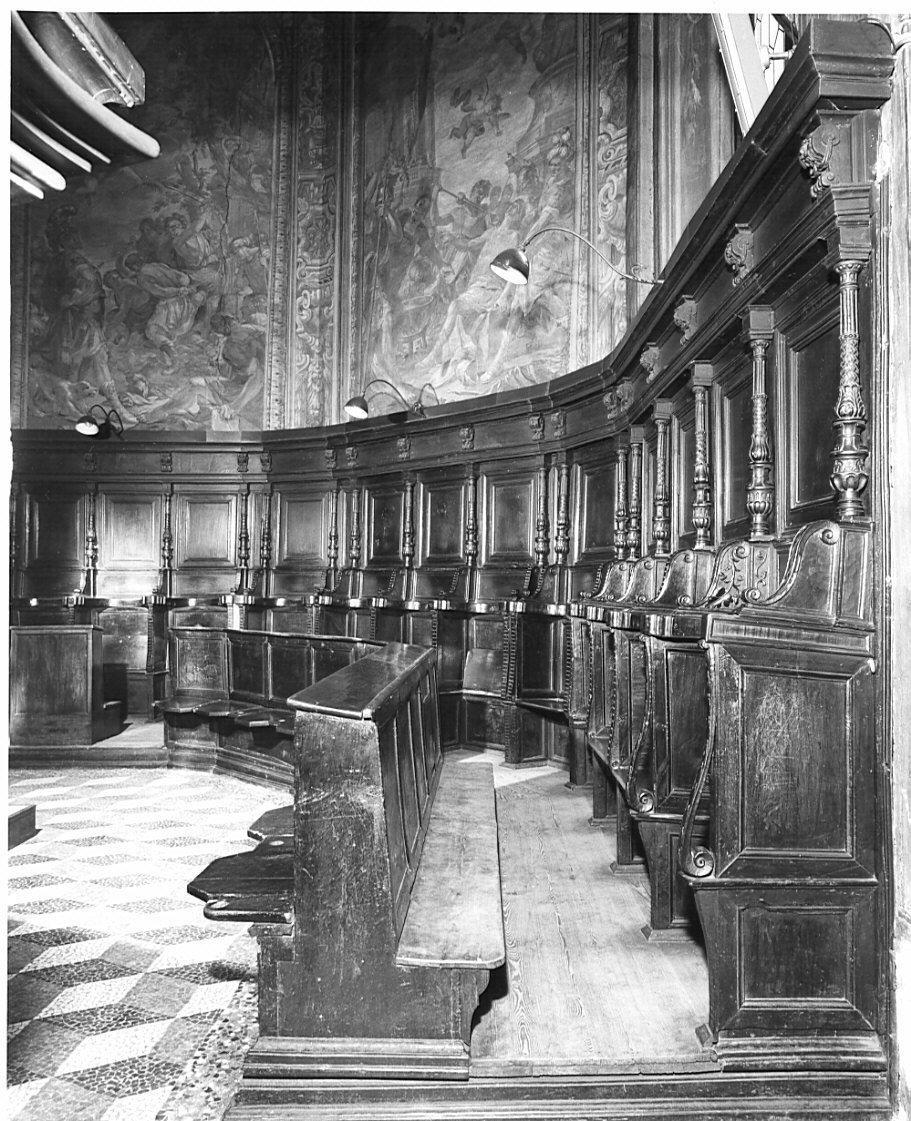 stalli del coro, insieme - bottega lombarda (seconda metà sec. XVI)