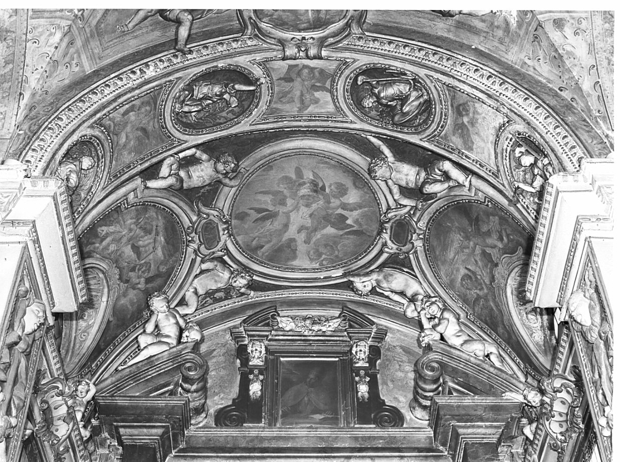 angeli con simboli di San Gregorio (dipinto, ciclo) di Ghisolfi Giovanni (attribuito) (sec. XVII)