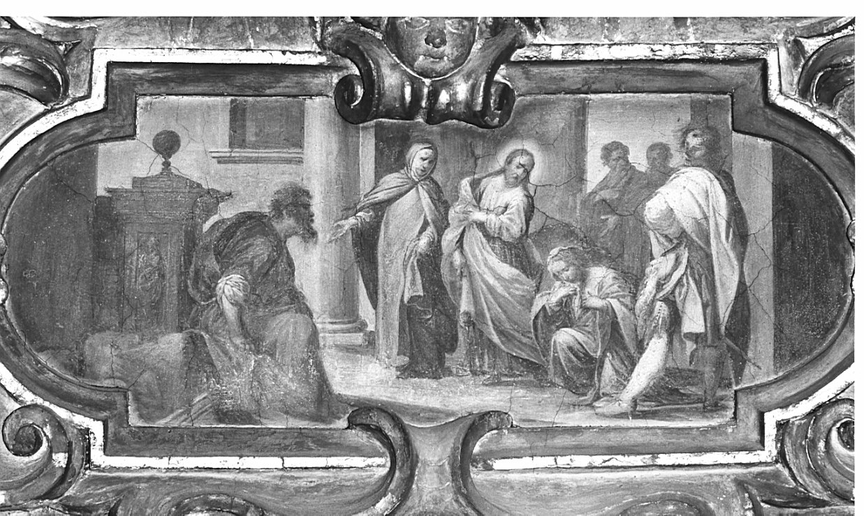 Cristo in casa di Santa Marta e Santa Maria Maddalena (dipinto, elemento d'insieme) di Del Sole Pietro (attribuito) (sec. XVII)