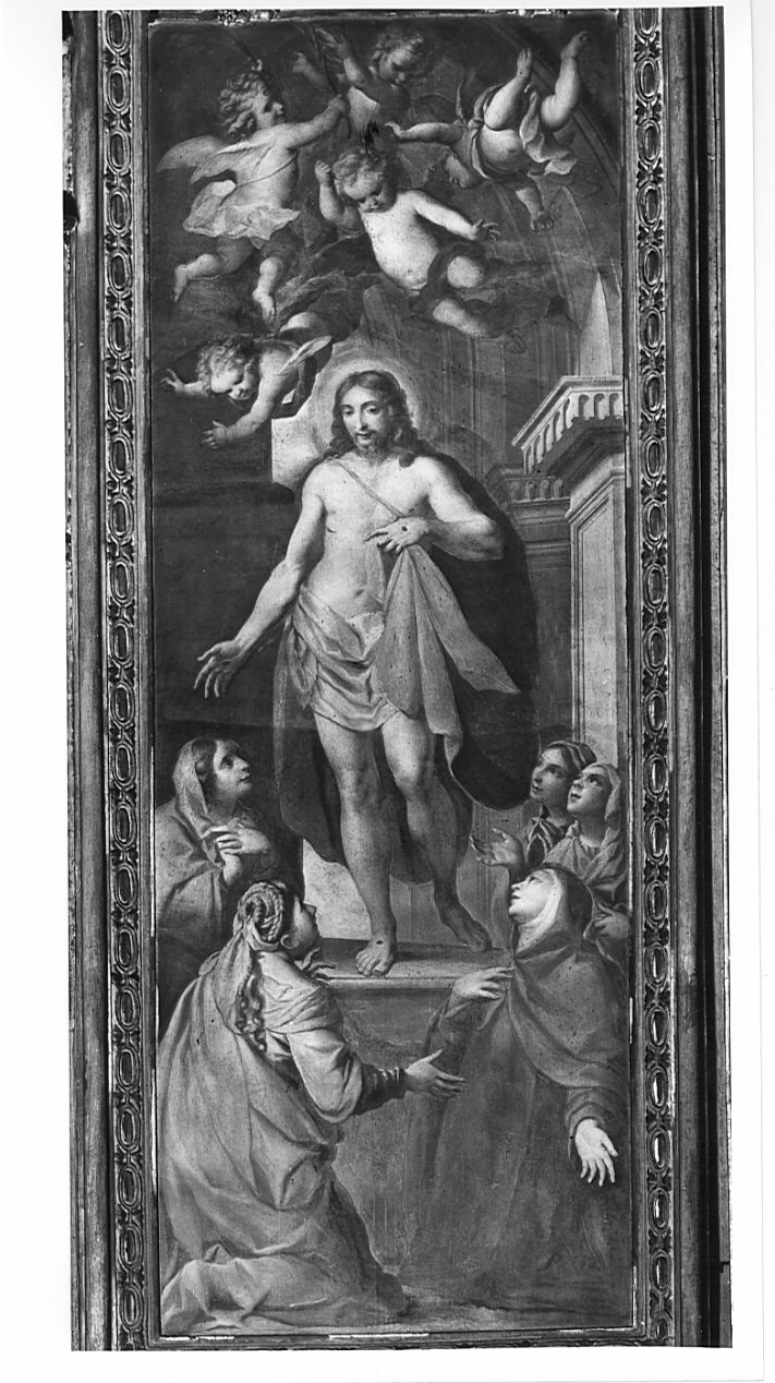 apparizione di Cristo risorto alle pie donne (dipinto, elemento d'insieme) di Bianchi Federico (attribuito) (sec. XVII)