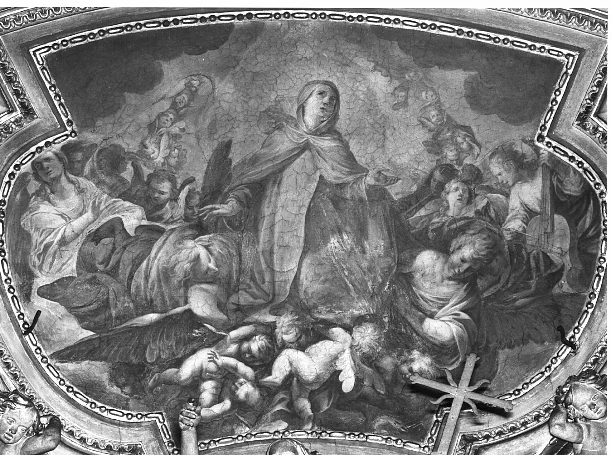Santa Marta trasportata in cielo dagli angeli (dipinto, elemento d'insieme) di Bianchi Federico (attribuito), Del Sole Pietro (sec. XVII)