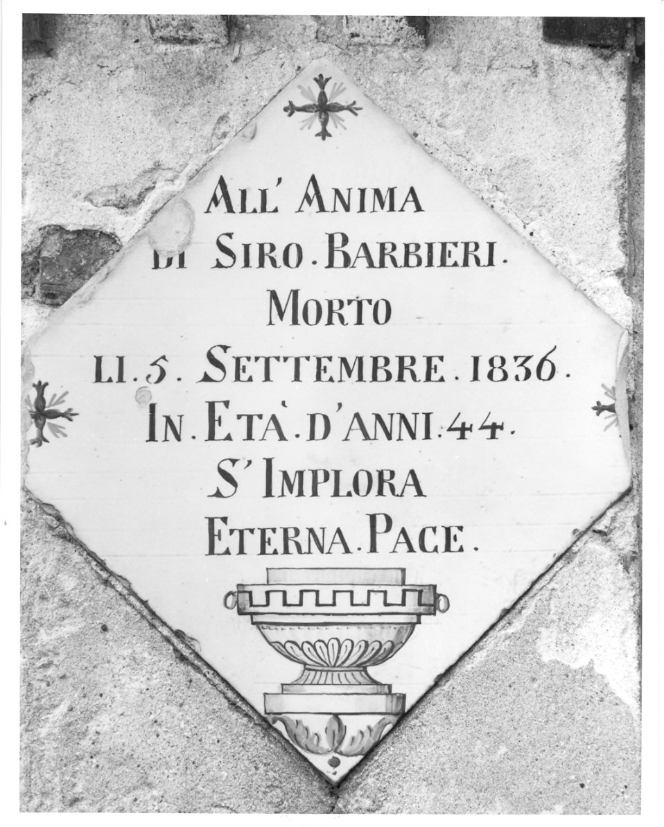 mattonella, opera isolata - bottega lombarda (sec. XIX)