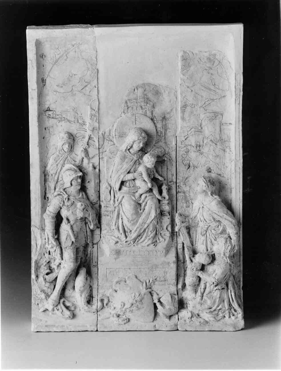 Sacra conversazione, Madonna con Bambino in trono e Santi (rilievo, opera isolata) - ambito lombardo (ultimo quarto sec. XIX)