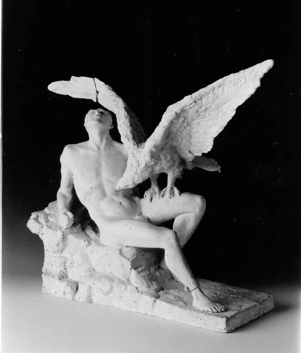 Prometeo, Nudo maschile e aquila (gruppo scultoreo, opera isolata) di Ricci Giovanni Battista (primo quarto sec. XX)