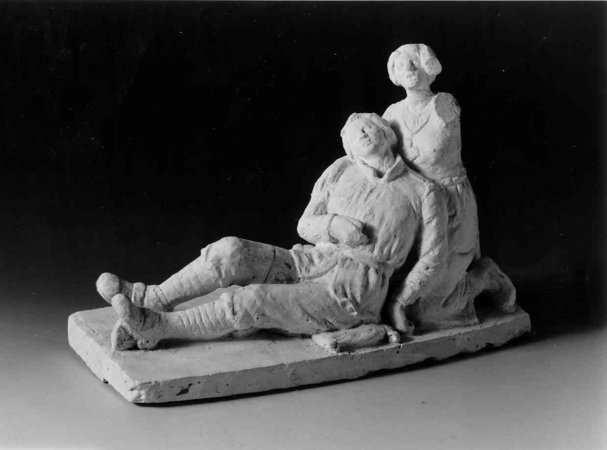 Il caduto, figura maschile e femminile (scultura, opera isolata) di Ricci Giovanni Battista (primo quarto sec. XX)