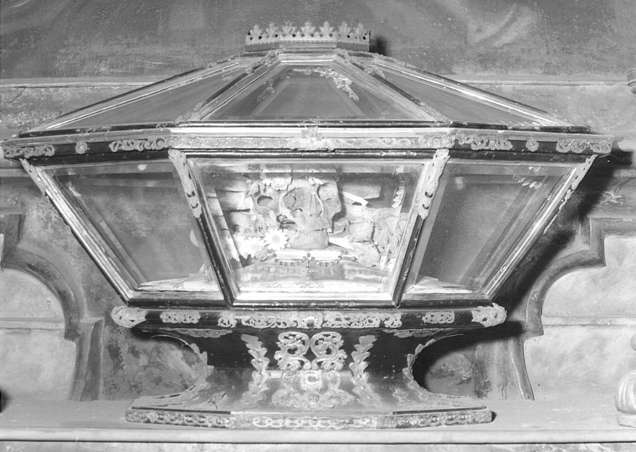 reliquiario a teca - a urna, opera isolata - bottega pavese (sec. XVIII)