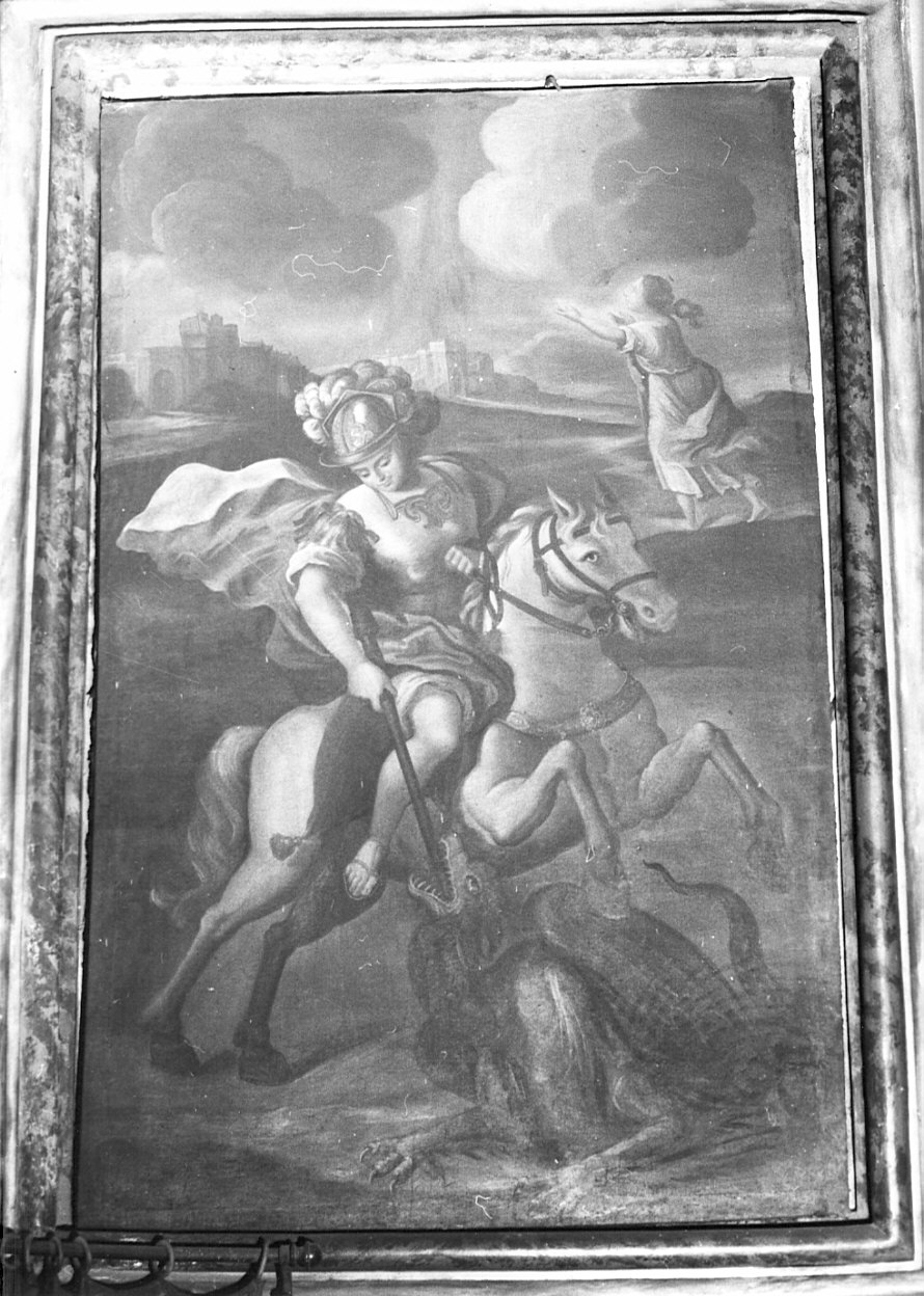 San Giorgio e il drago (dipinto, opera isolata) - ambito pavese (secc. XVII/ XVIII)