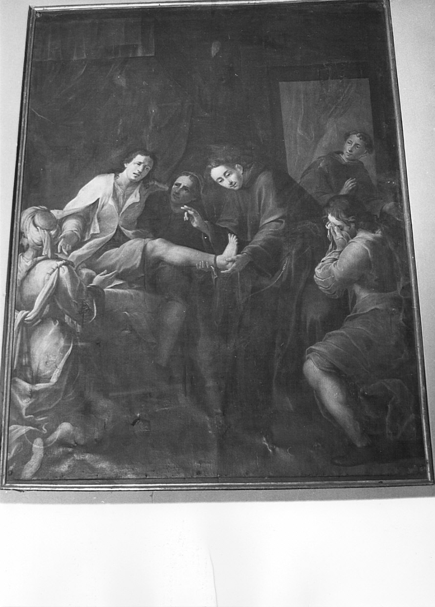 Sant'Antonio da Padova guarisce un infermo (dipinto, opera isolata) - ambito pavese (inizio sec. XVIII)