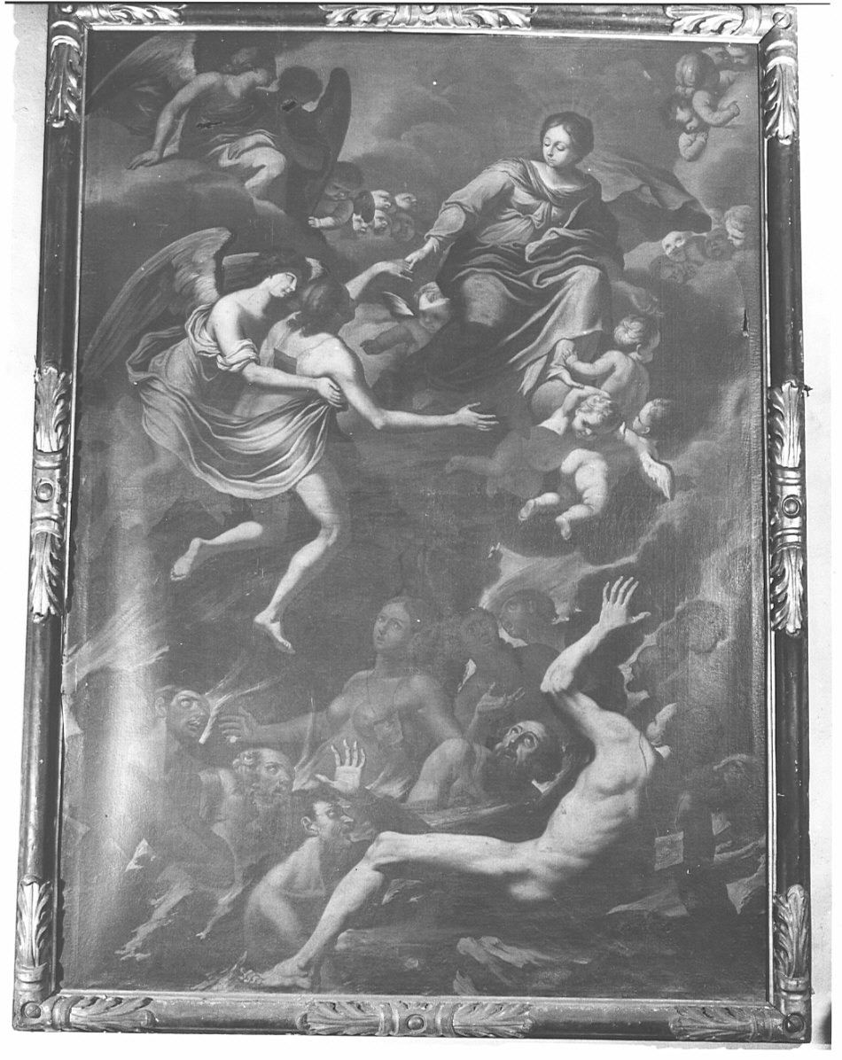 Madonna del Carmelo intercede per le anime del purgatorio (dipinto, opera isolata) di Abbiati Filippo (scuola) (sec. XVII)