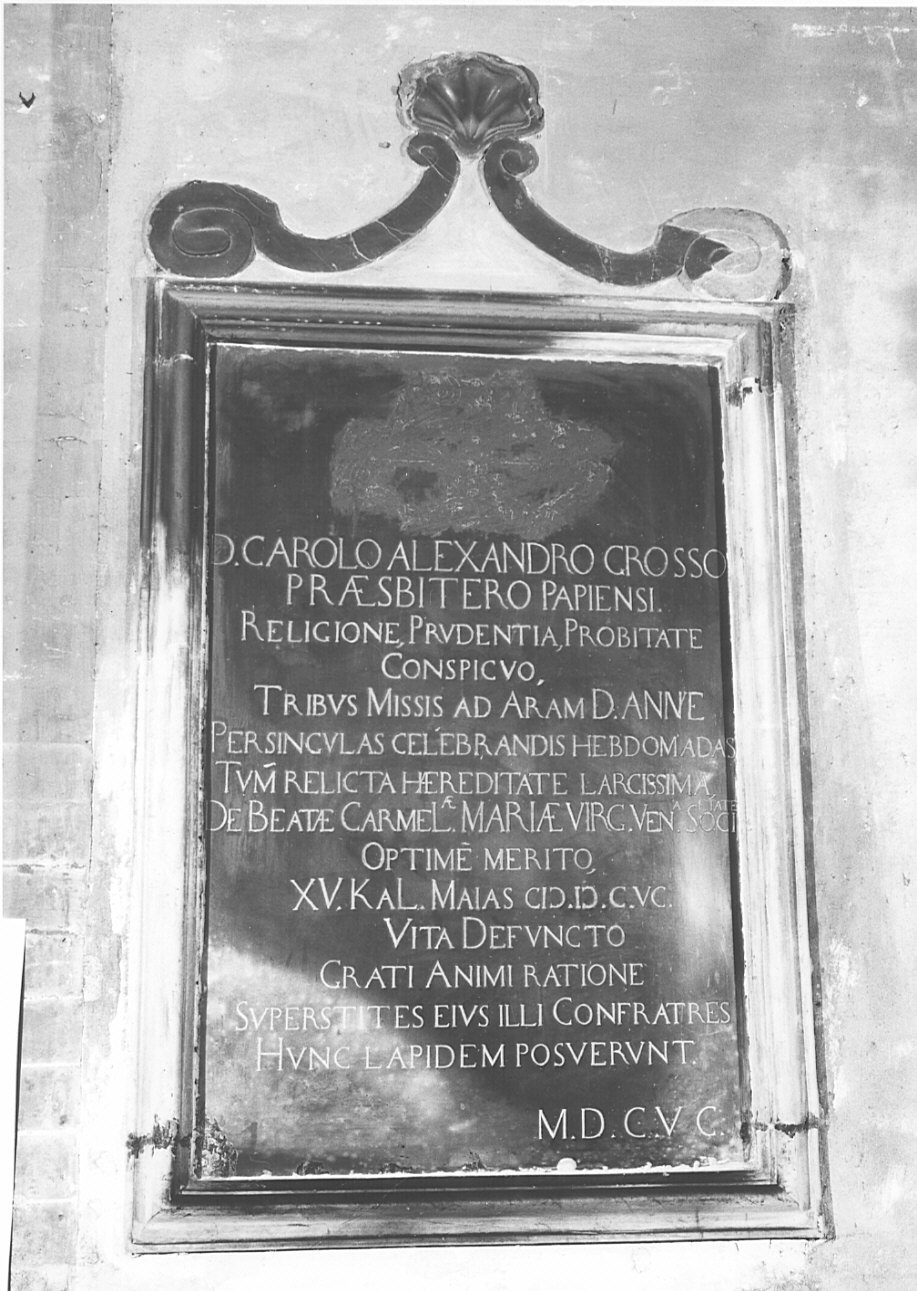 lapide commemorativa, opera isolata - bottega pavese (sec. XV)