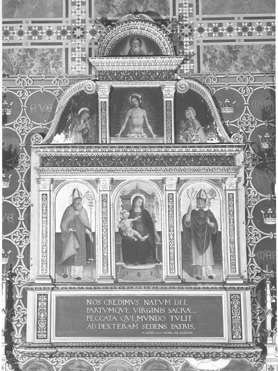 Sant'Agostino (dipinto, elemento d'insieme) - ambito lombardo (secc. XV/ XVI)