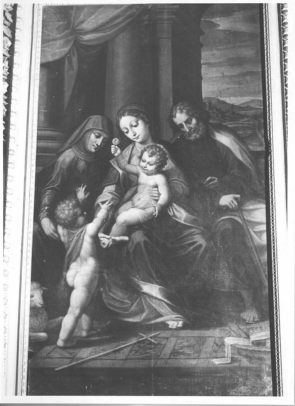 Sacra Famiglia con Sant'Anna e San Giovanni Battista bambino (dipinto, opera isolata) - ambito pavese (seconda metà sec. XVI)