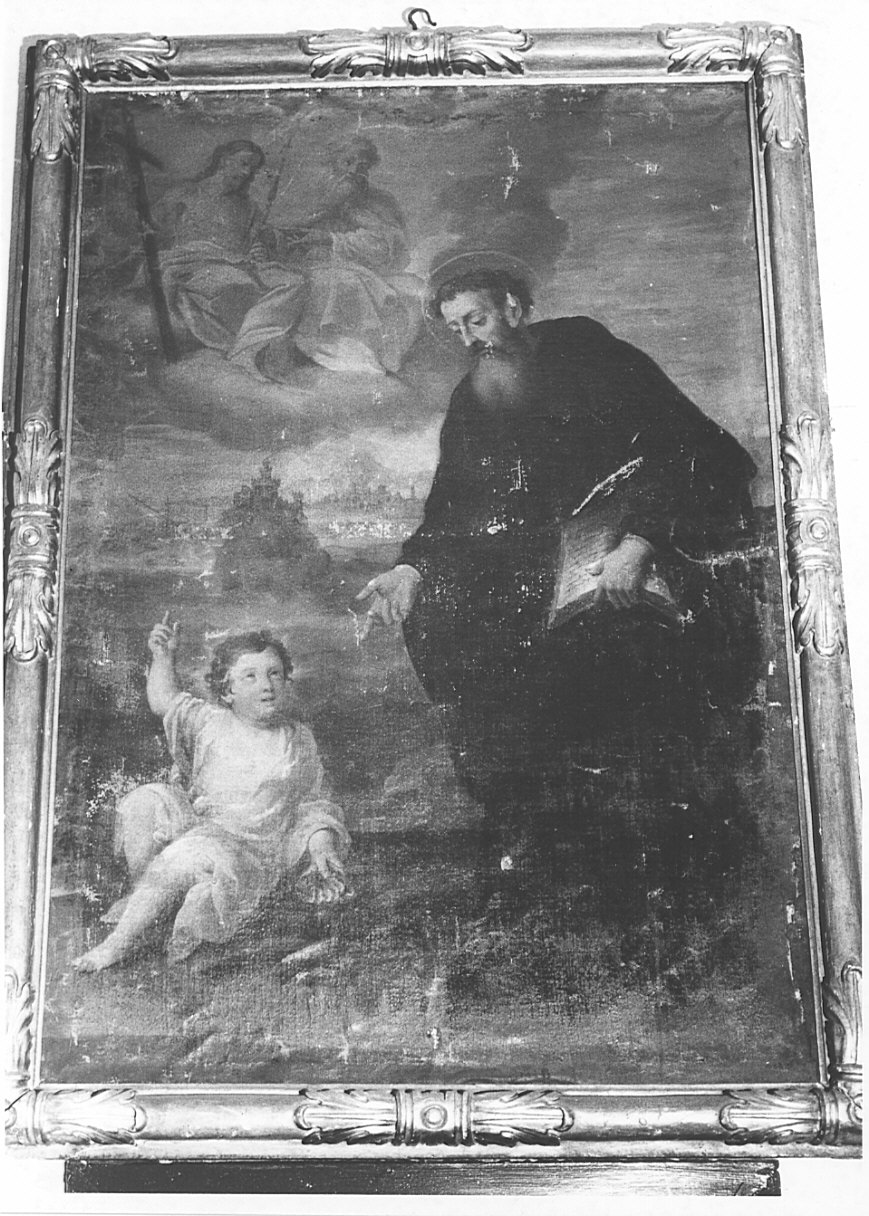 Santo monaco con bambino (dipinto, opera isolata) - ambito pavese (sec. XVII)