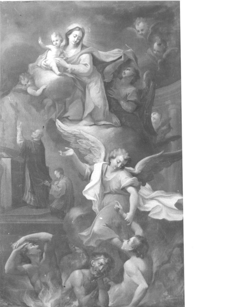 Madonna del suffragio, Madonna che intercede per le anime del purgatorio (dipinto, opera isolata) - ambito lombardo (primo quarto sec. XVIII)