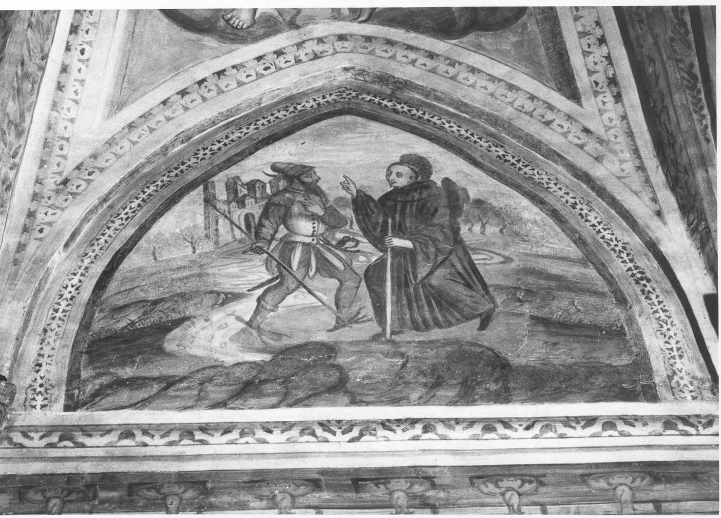 San Martino riconosce e mette in fuga il demonio (dipinto, elemento d'insieme) - ambito pavese (prima metà sec. XVI)