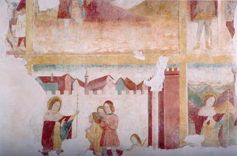 episodio della vita di San Rocco: San Rocco soccorre gli ammalati di peste (dipinto, ciclo) - ambito lombardo (seconda metà sec. XV)