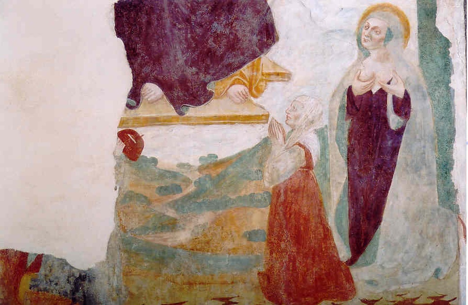 Dio Padre in trono tra Sant'Agnese e devota (dipinto, opera isolata) - ambito lombardo (prima metà sec. XVI)