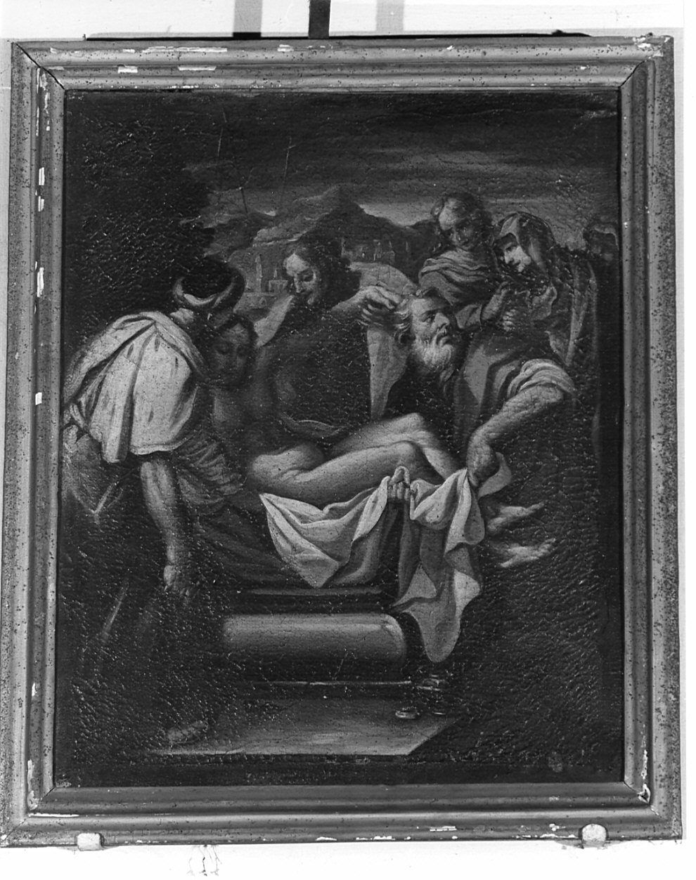stazione XIV: Gesù deposto nel sepolcro (dipinto, elemento d'insieme) - ambito lombardo, ambito veneto (sec. XVIII)