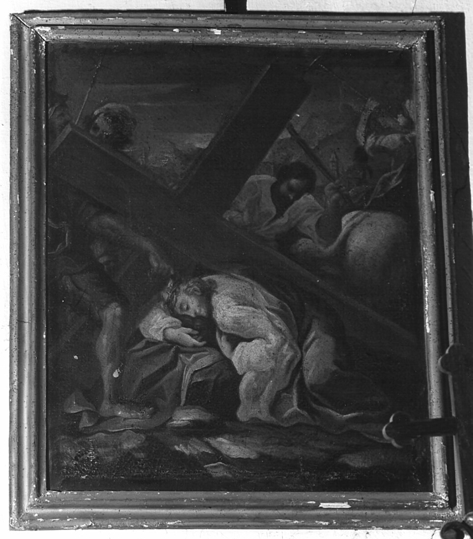 stazione IX: Gesù cade sotto la croce la terza volta (dipinto, elemento d'insieme) - ambito lombardo, ambito veneto (sec. XVIII)