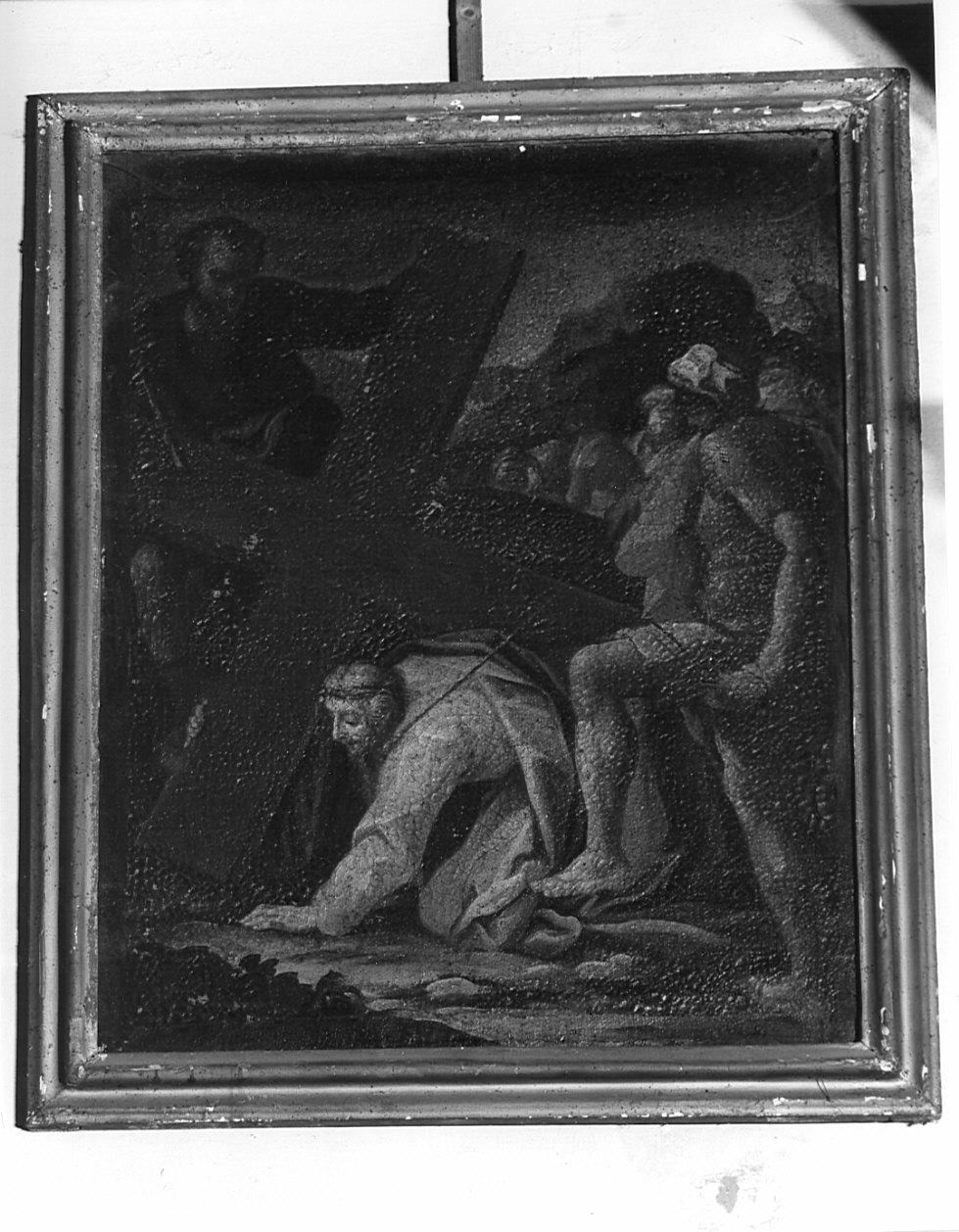 stazione III: Gesù cade sotto la croce la prima volta (dipinto, elemento d'insieme) - ambito lombardo, ambito veneto (sec. XVIII)