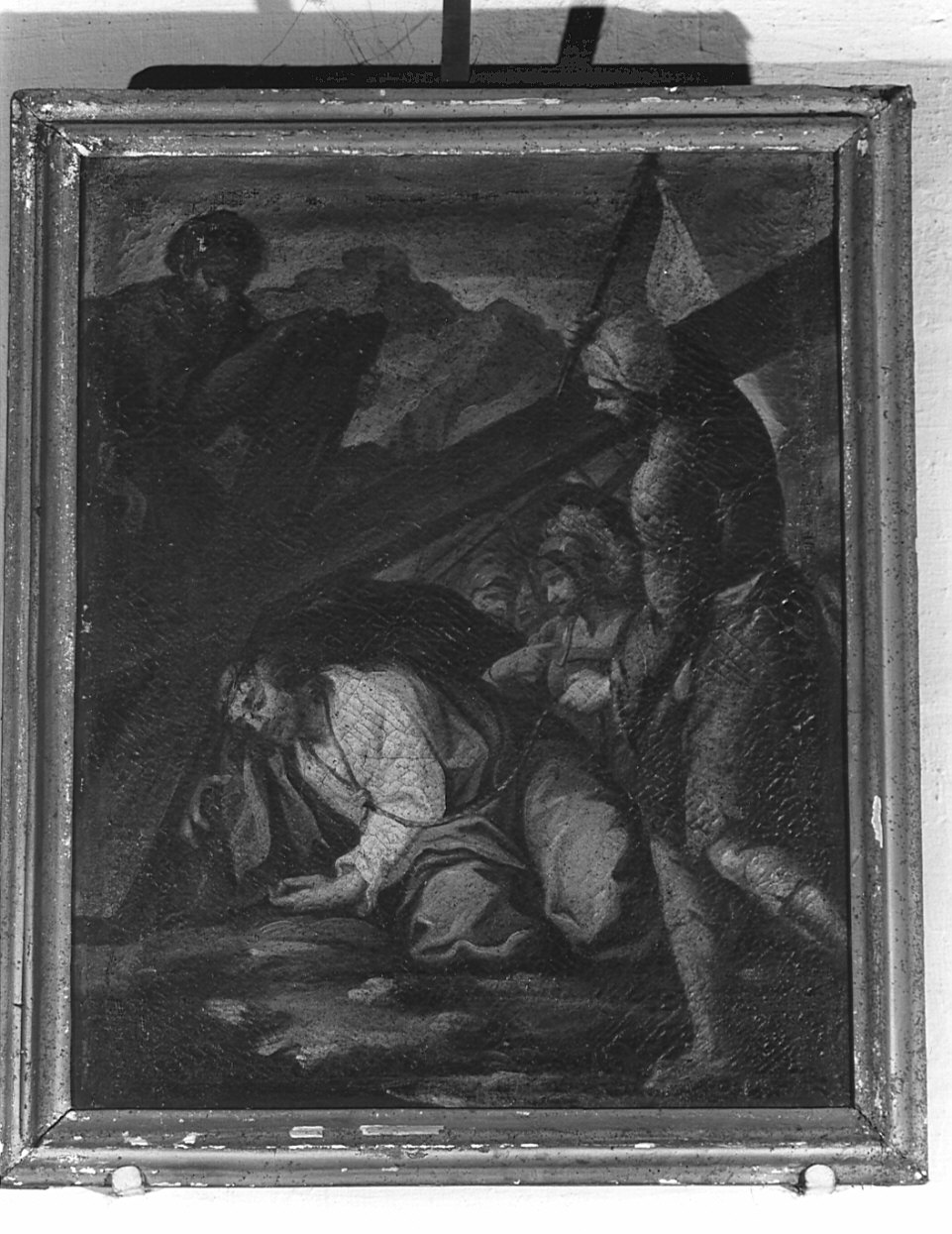 stazione V: Gesù aiutato da Simone il Cireneo a portare la croce (dipinto, elemento d'insieme) - ambito lombardo, ambito veneto (sec. XVIII)