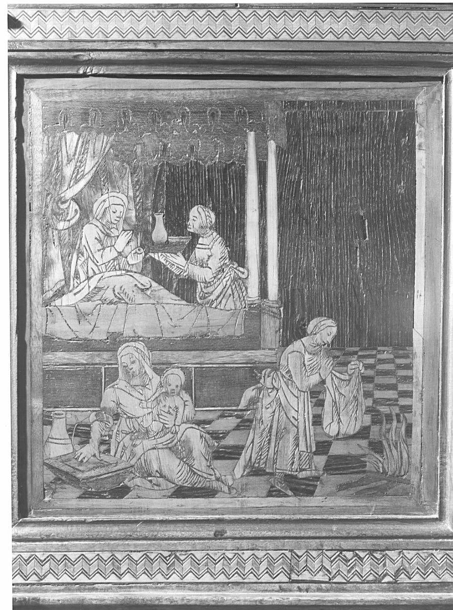 nascita di Maria Vergine (decorazione a intarsio) di Valorsa Cipriano (sec. XVI)