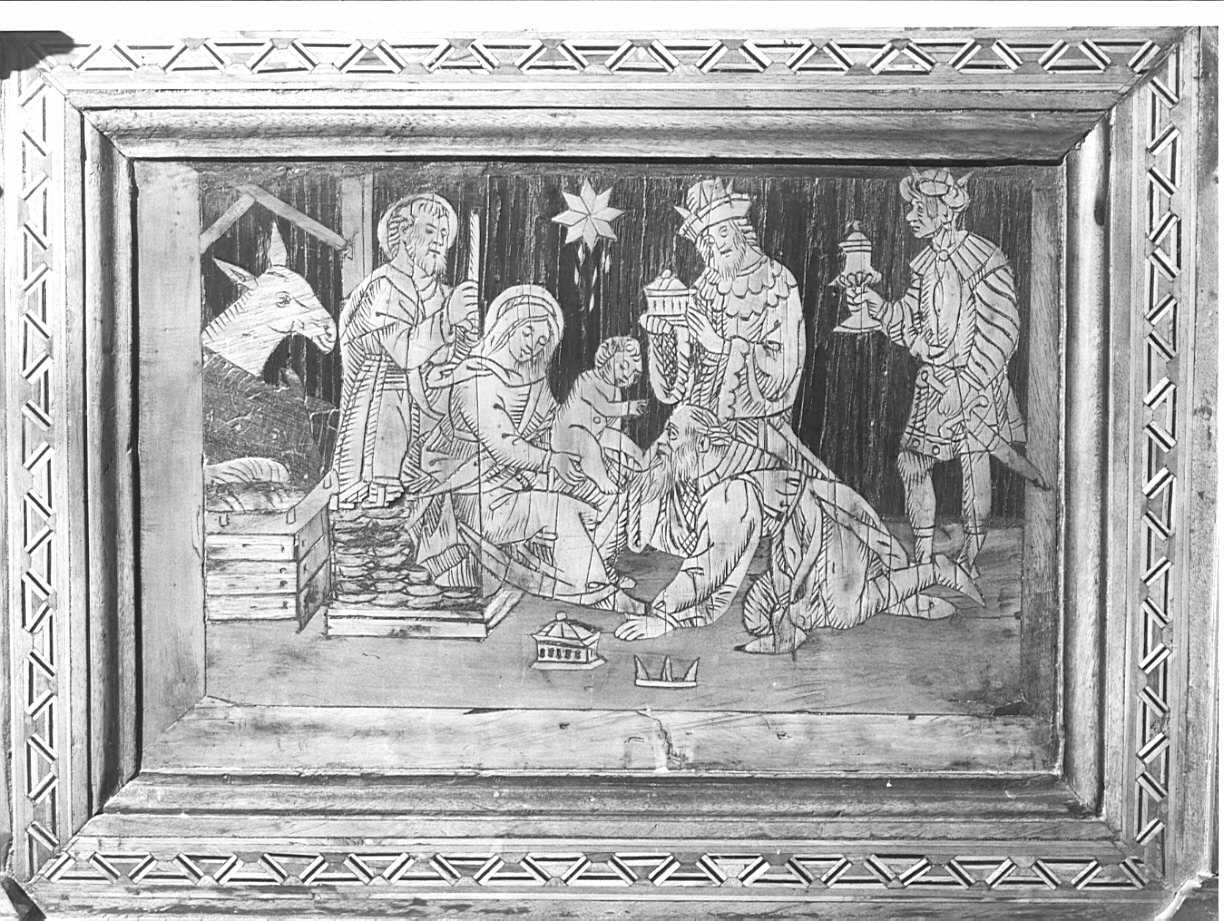 adorazione dei Re Magi (decorazione a intarsio) di Valorsa Cipriano (sec. XVI)
