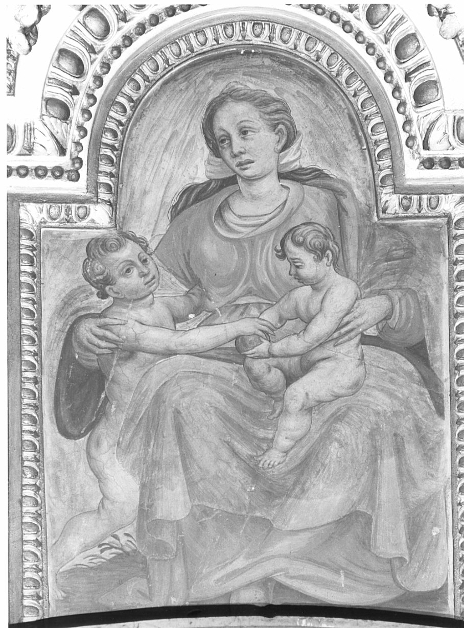 Madonna con Bambino e San Giovannino (dipinto) di Valorsa Cipriano (attribuito) (sec. XVI)