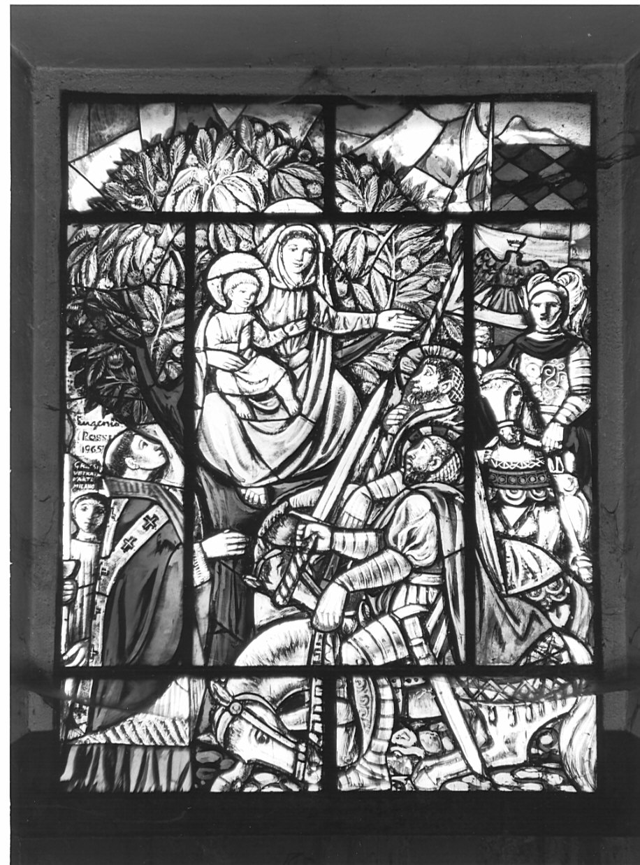 apparizione della Madonna a Grosotto (vetrata) - ambito lombardo (sec. XX)