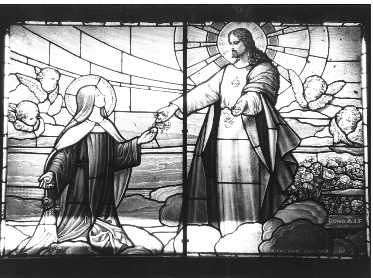 Apparizione di Cristo a Santa Teresa di Avila (vetrata, opera isolata) di Janni (sec. XX)