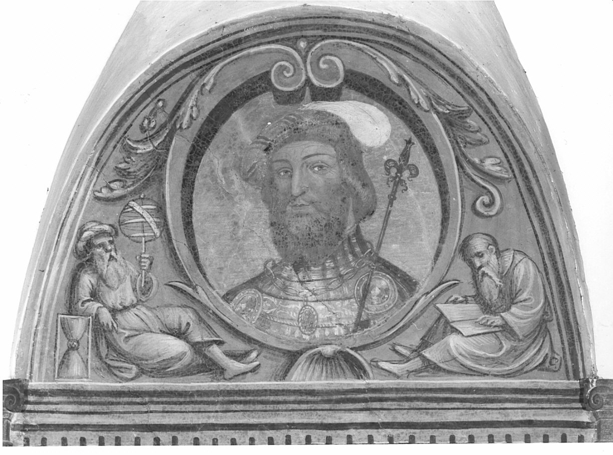 Allegorie/ ritratto maschile (dipinto, elemento d'insieme) di De Barberis Vincenzo (attribuito) (sec. XVI)