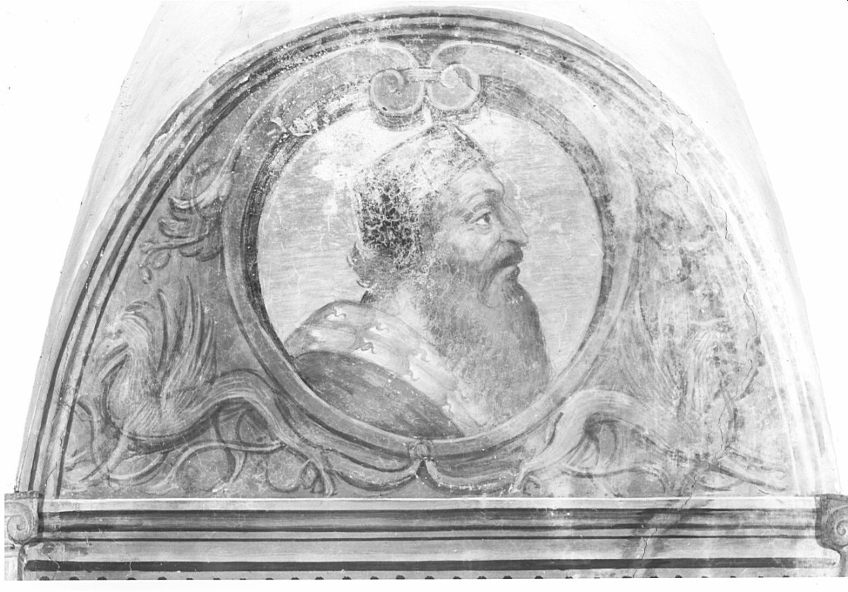 Motivi decorativi/ ritratto maschile (dipinto, elemento d'insieme) di De Barberis Vincenzo (attribuito) (sec. XVI)
