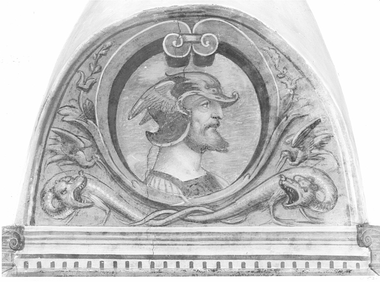 Motivi decorativi/ ritratto maschile (dipinto, elemento d'insieme) di De Barberis Vincenzo (attribuito) (sec. XVI)