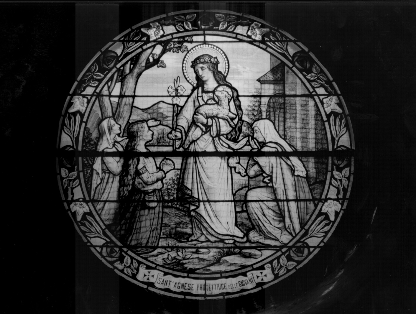 Sant'Agnese (vetrata, opera isolata) di Jourdin J (sec. XX)
