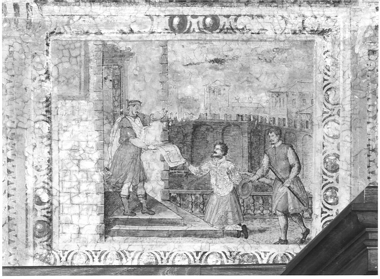 Acrisio ordina di costruire una stanza di bronzo dove rinchiudere Danae (dipinto, ciclo) di Caneva Antonio Maria detto Porlezzino (cerchia) (sec. XVI)