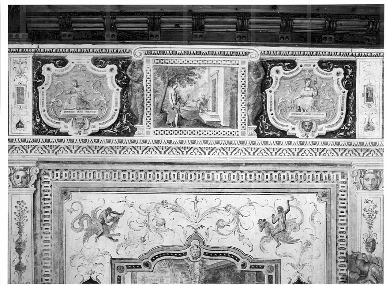 Giunone trasforma le figlie di Cinira in gradini (dipinto, ciclo) di Caneva Antonio Maria detto Porlezzino (cerchia) (sec. XVI)